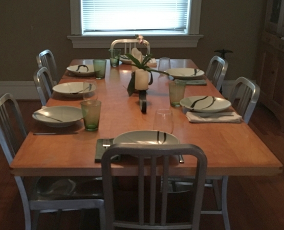 dining table set for dinner